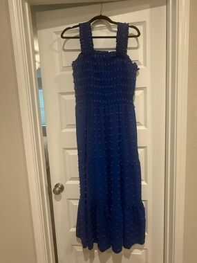 Women’s Blue Swiss Dot Sundress, Size XL